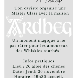 Master Class et repas à Ducup jeudi 26 novembre| Maison Ardbeg